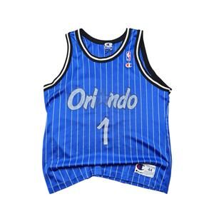 Vintage Authentic Champion NBA Orlando Magic Penny Hardaway Blue Jersey 44 90s